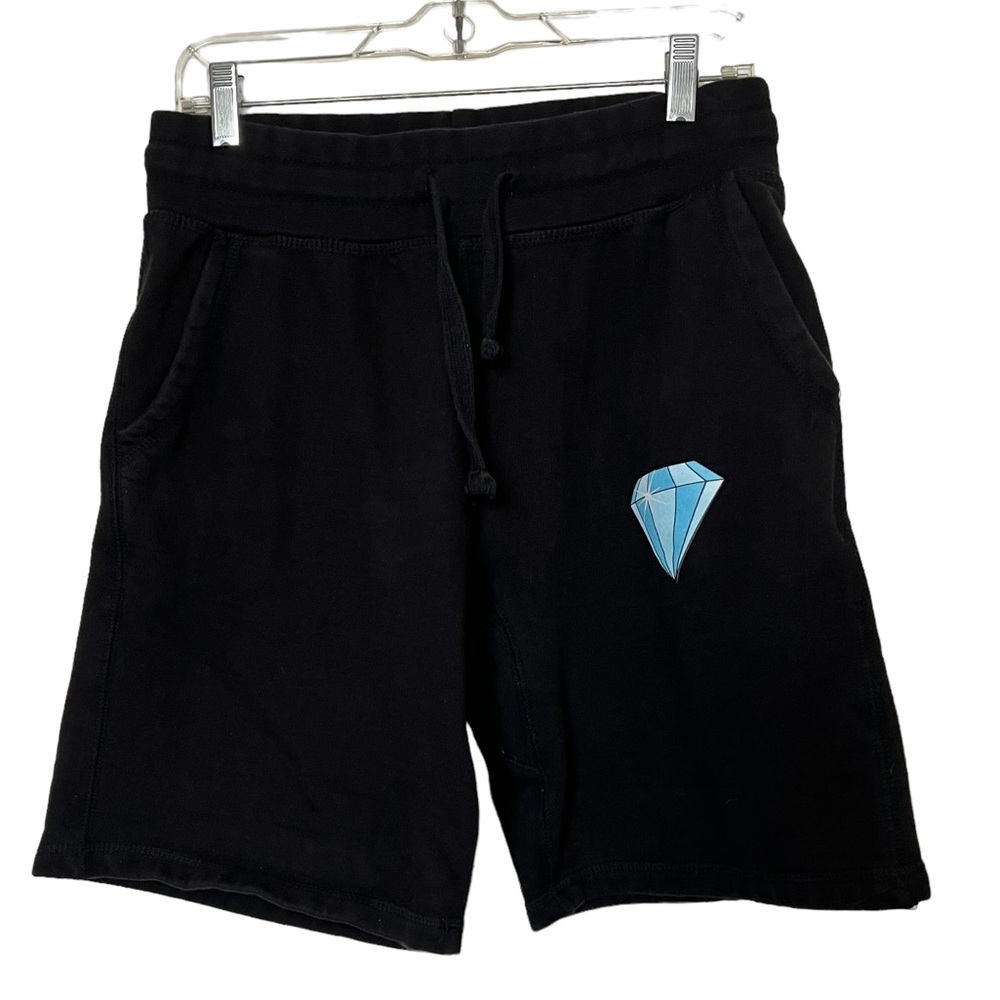 Diamond supply co. Black sweat shorts with blue diamond graphic size medium.
